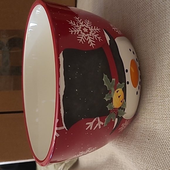 Certified International Snowman top hat bowls - holly - Picture 1 of 2